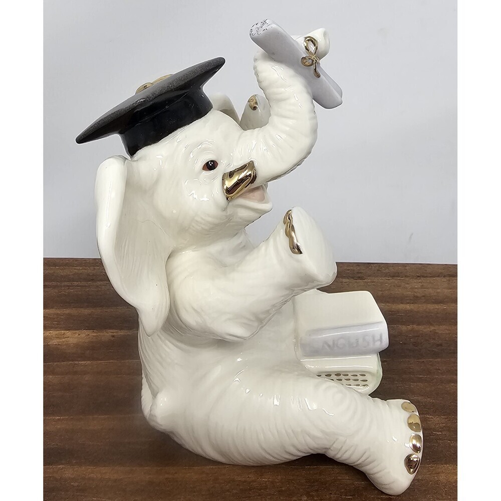 Lenox Best Of The Class Porcelain Graduation Elephant Figurine 4.5" Diploma - Picture 2 of 8